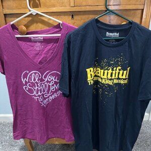 Set of 2 Carol King Live Beautiful Musical Souvenir t-shirts, size XXL, VGC